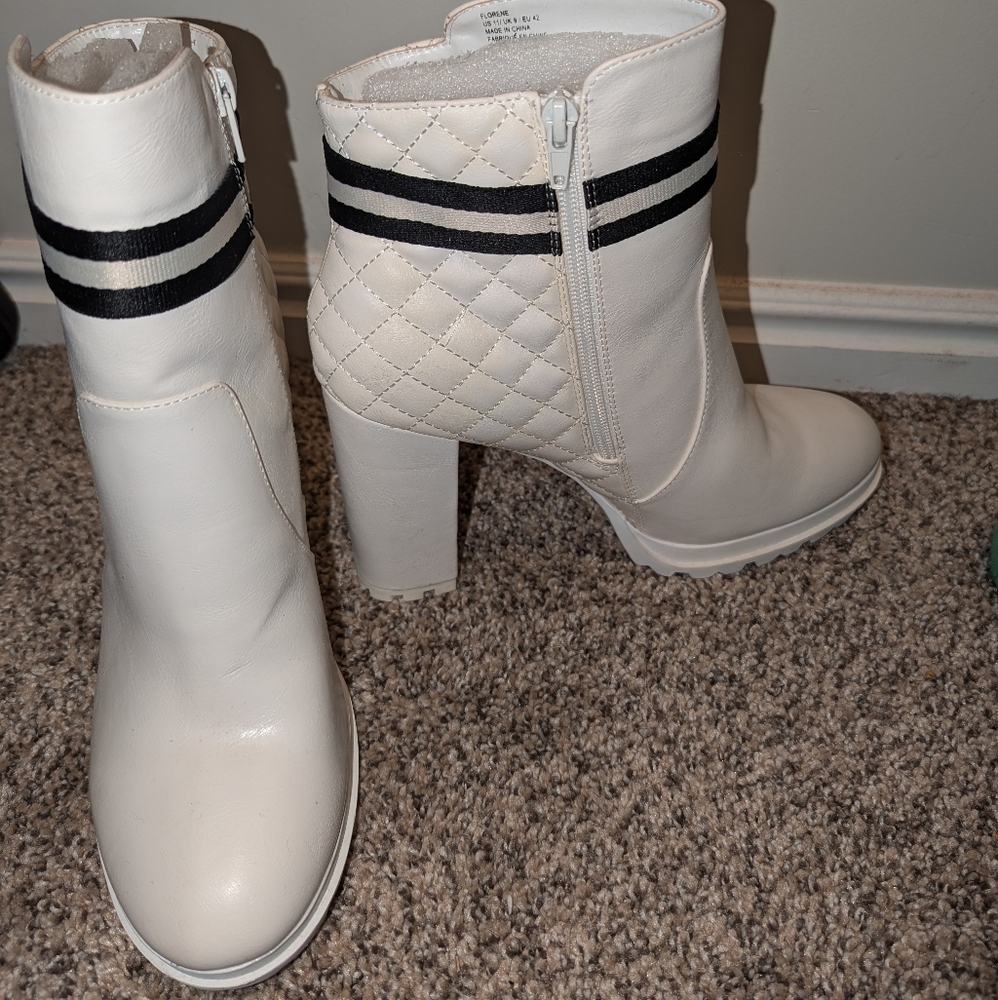 White and black booties